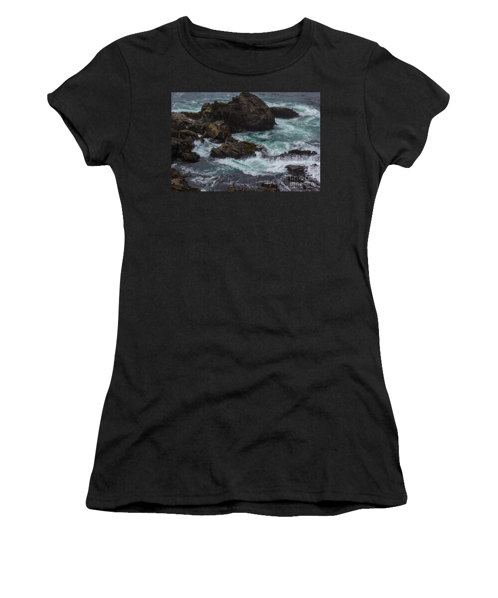 Rocks Women's T-Shirt featuring the photograph Waves Meet Rock by Suzanne Luft