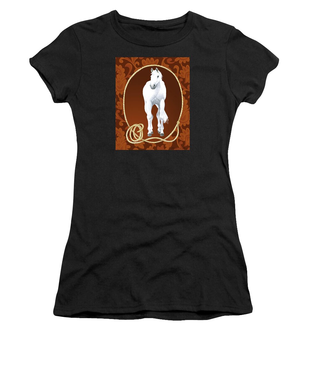 Horse Women's T-Shirt featuring the digital art Western Roundup Standing Horse by Alison Bly Stein