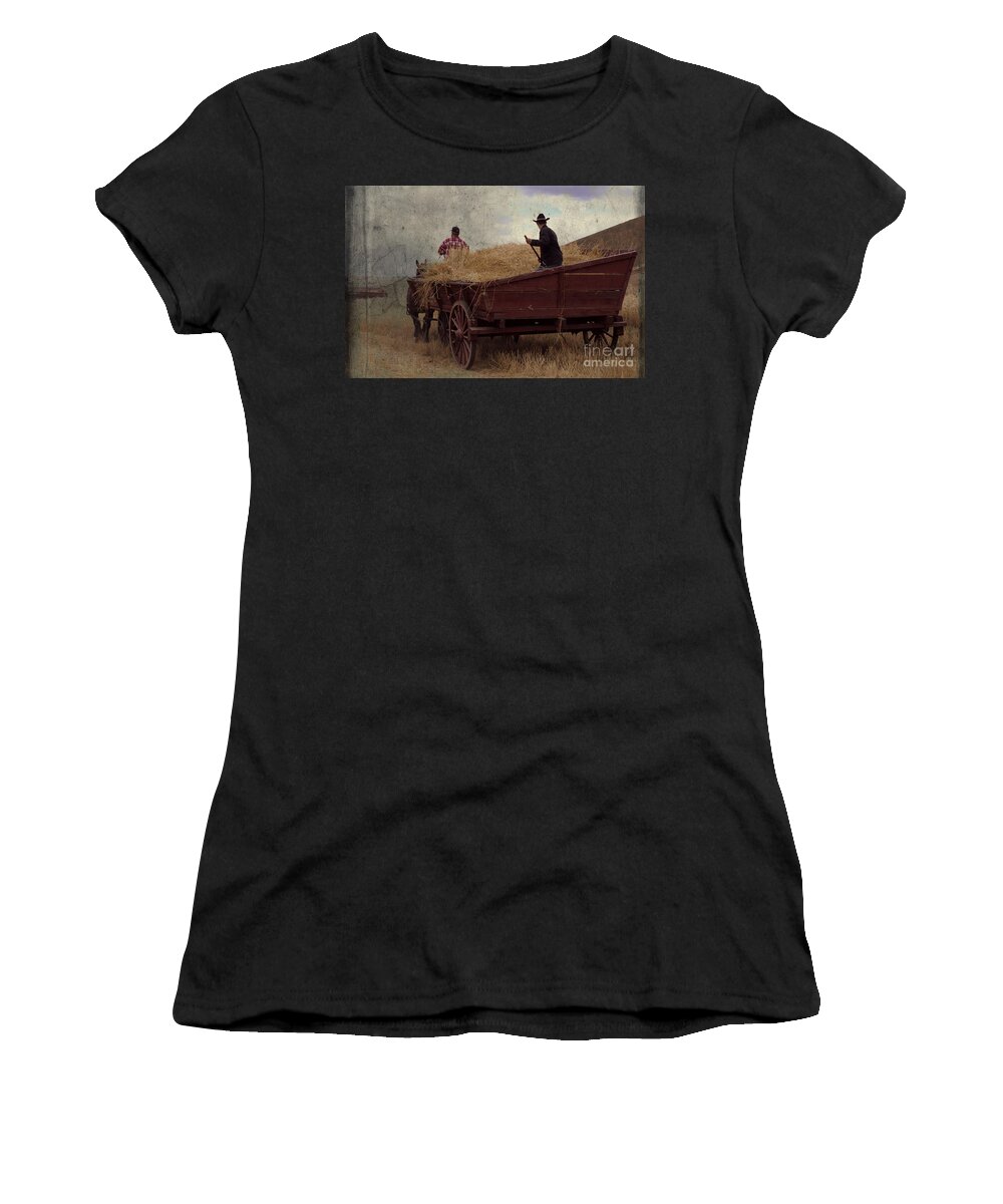 Wheat Women's T-Shirt featuring the photograph Wheat Wagon by Sharon Elliott