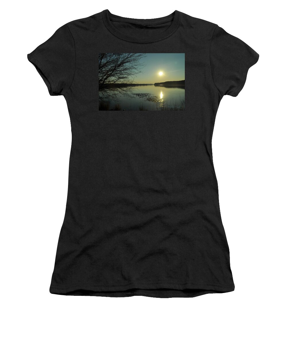 Popular Women's T-Shirt featuring the photograph Where The Wild Ducks Play At Eventide by Paulette B Wright