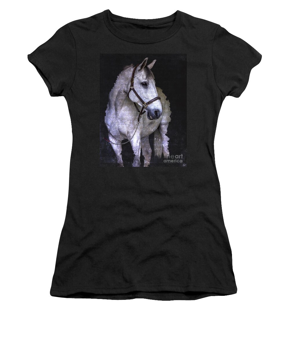 Horse Digital Art Women's T-Shirt featuring the photograph White Horse digital art montage by JBK Photo Art