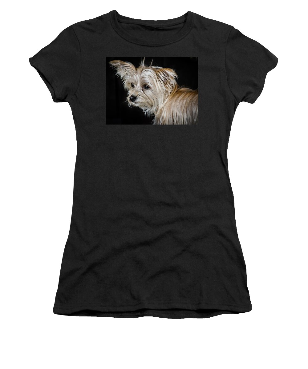 Dog Women's T-Shirt featuring the photograph White Puppy by Linda Villers