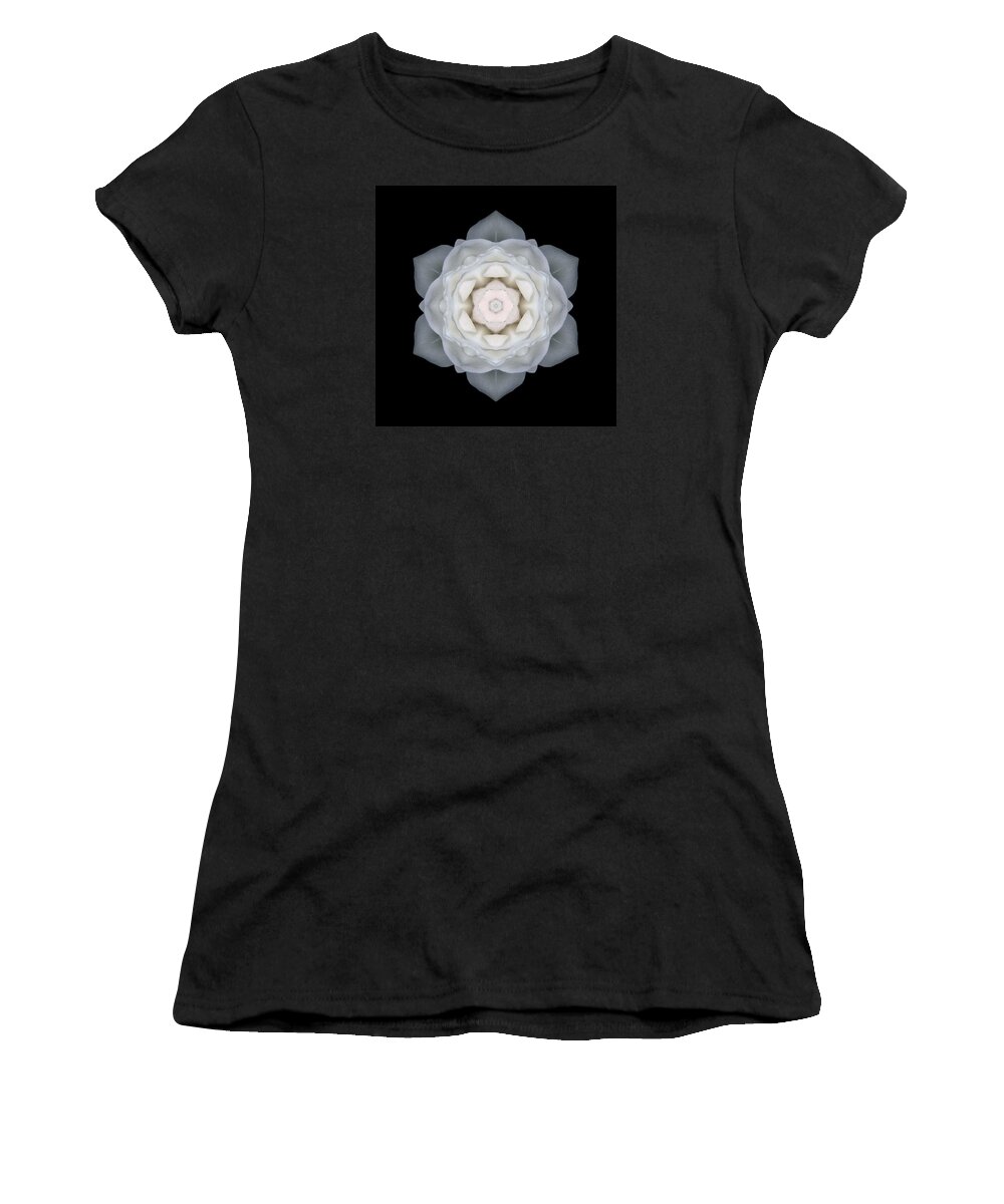 Flower Women's T-Shirt featuring the photograph White Rose I Flower Mandala by David J Bookbinder