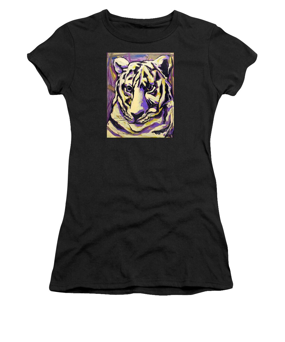 Tiger Women's T-Shirt featuring the painting White Tiger Not by Rebecca Weeks