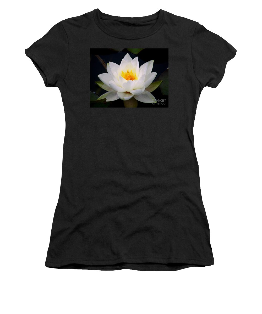 Water Lily Women's T-Shirt featuring the photograph White Water Lily by Nina Ficur Feenan
