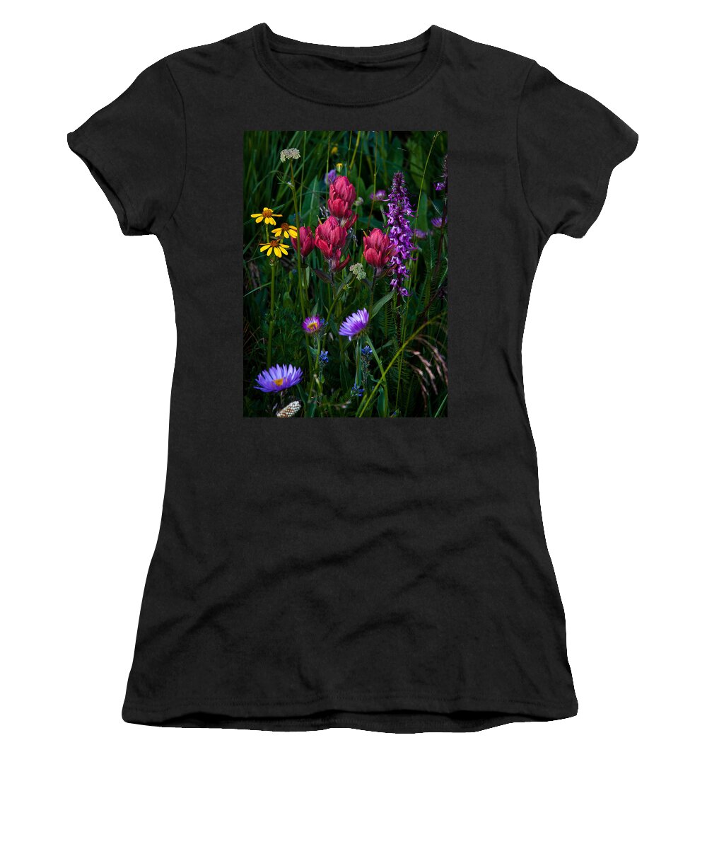 Landscape Women's T-Shirt featuring the photograph Wildflowers a Bloomin by Steven Reed