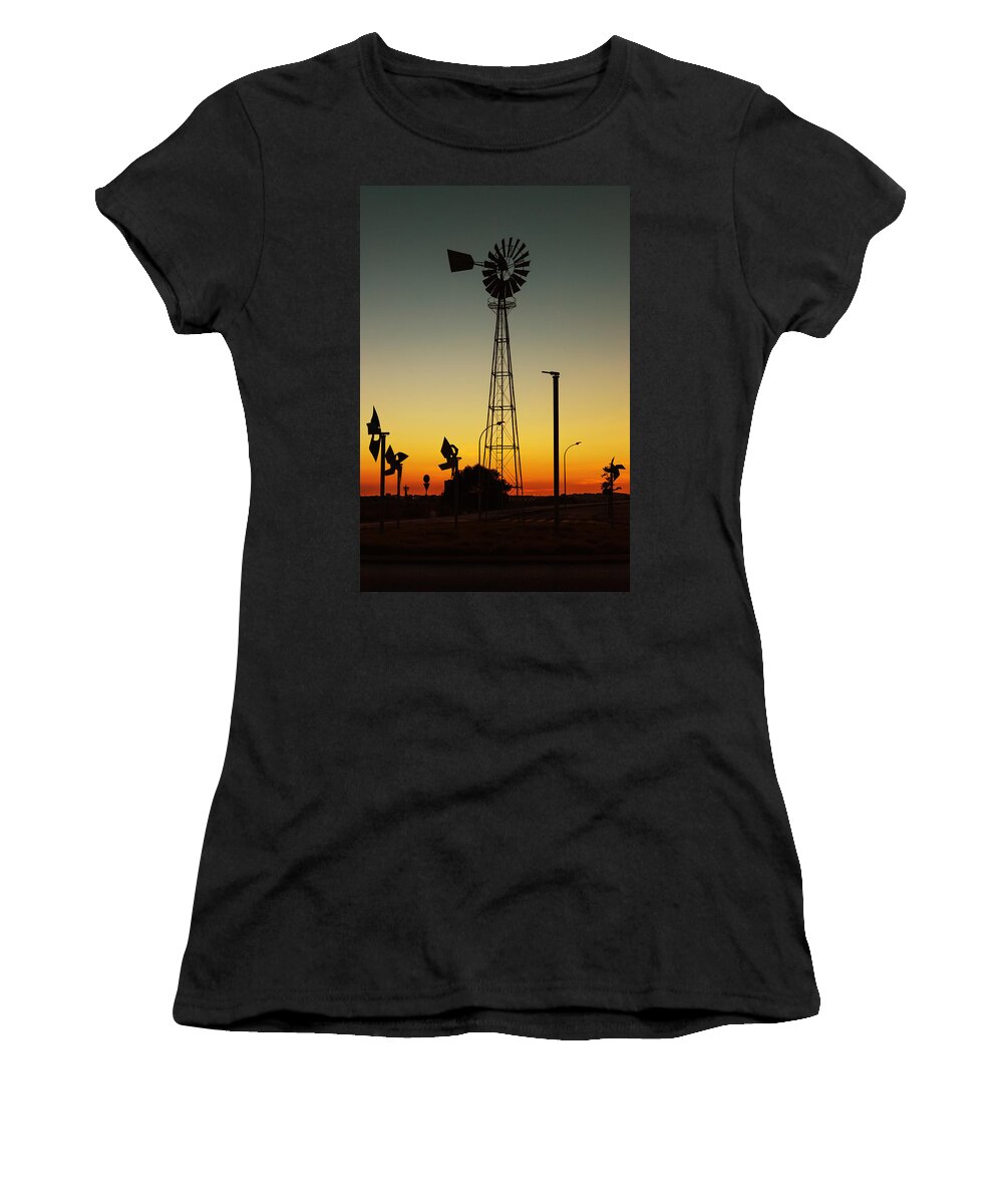 Marco Oliveira Photography Women's T-Shirt featuring the photograph Windmill At Sunset by Marco Oliveira