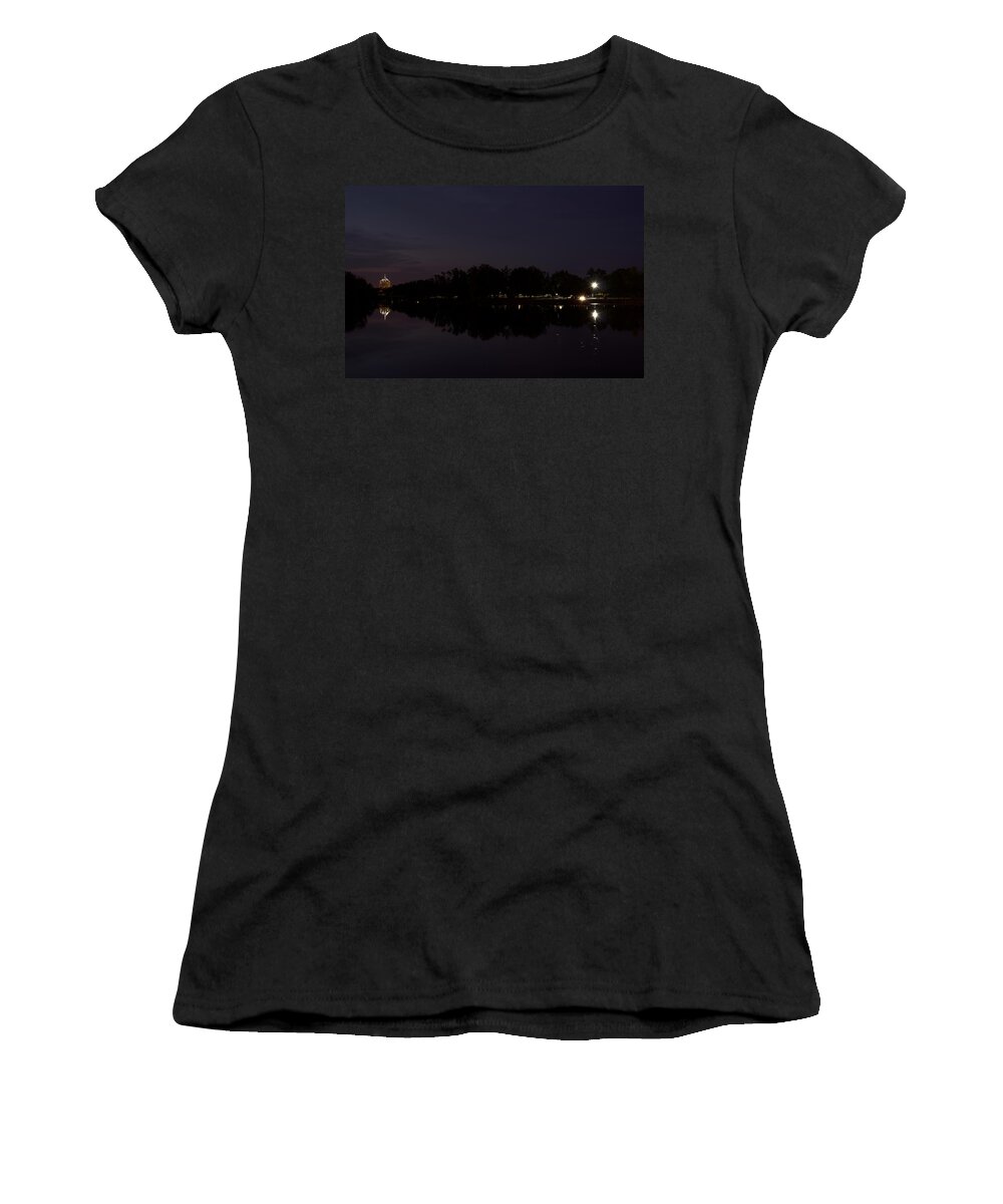 Nighttime Women's T-Shirt featuring the photograph Wisconsin River After Dark by Dale Kauzlaric
