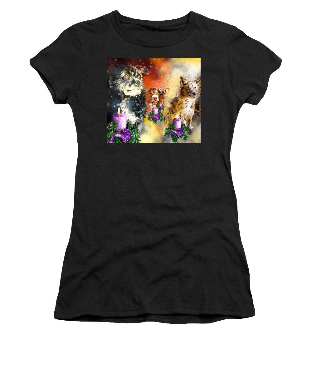 Advent Art Women's T-Shirt featuring the painting Wishing You a Blessed Advent by Miki De Goodaboom