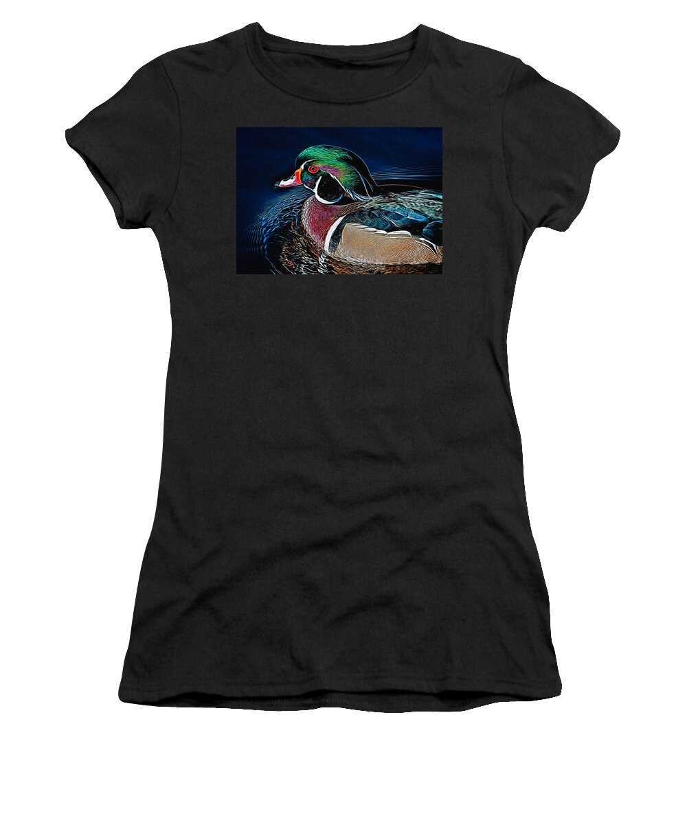 Aix Sponsa. Waterfowl Women's T-Shirt featuring the photograph Wood Duck by Dawn Key