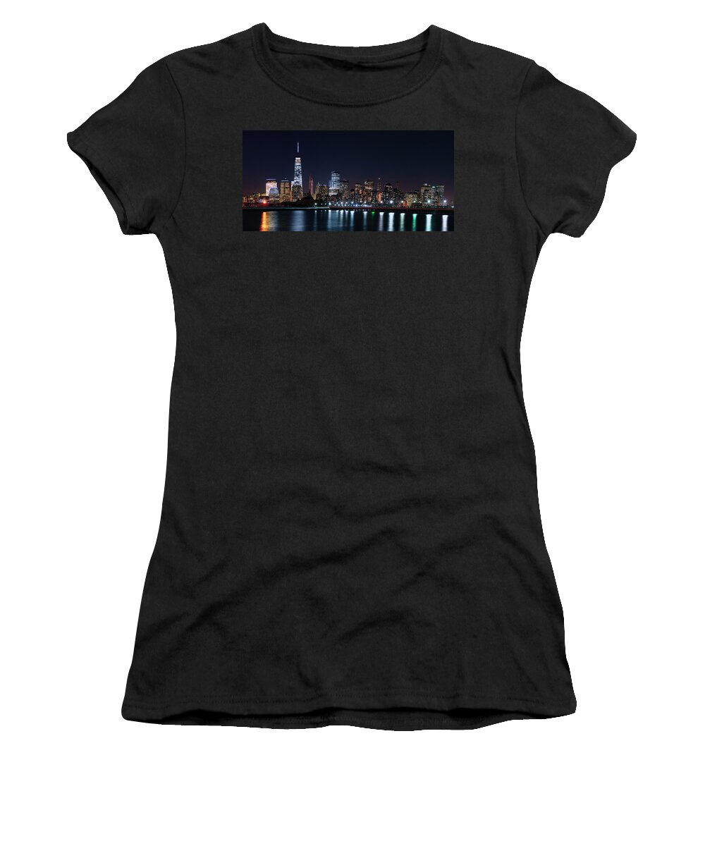 Liberty State Park Women's T-Shirt featuring the photograph World Trade from Liberty State Park by Raymond Salani III