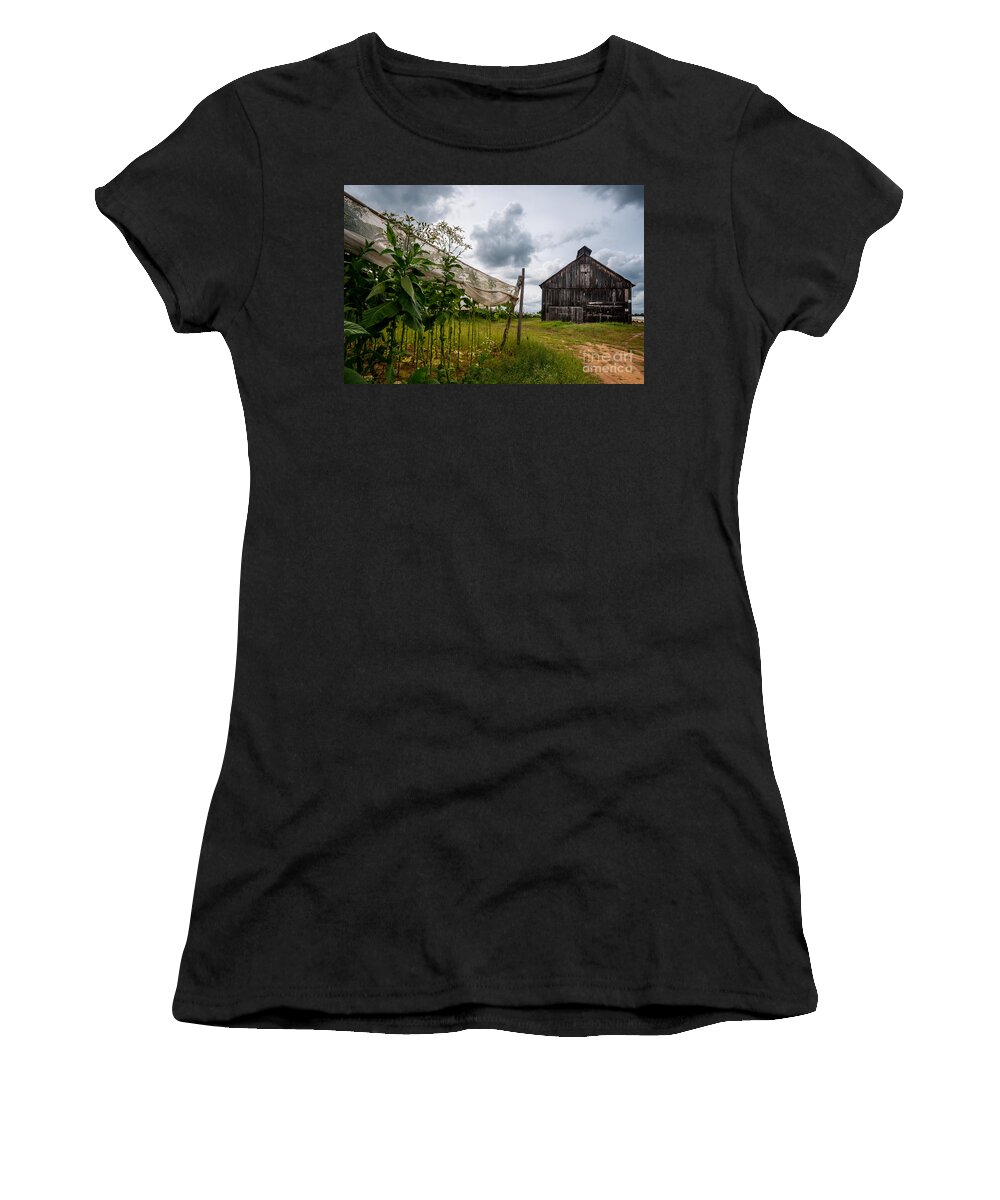 Barn Women's T-Shirt featuring the photograph Yankee Farmlands No 7 - Barn on Shade Tobacco Farm by JG Coleman