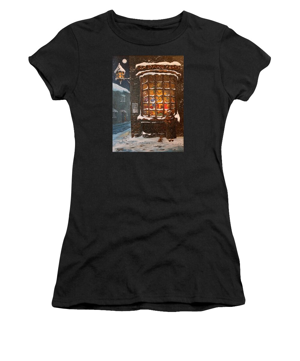 Toy Shops Women's T-Shirt featuring the painting Ye Old Toy Shoppe by Jean Walker