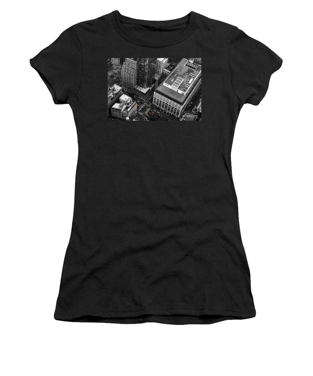 Nyc Women's T-Shirt featuring the photograph Yellow Cabs - Bird's Eye View by Hannes Cmarits
