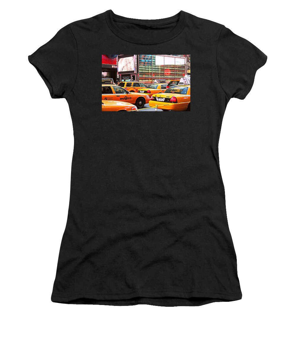 Taxi Women's T-Shirt featuring the photograph Yellow Cabs by Valentino Visentini