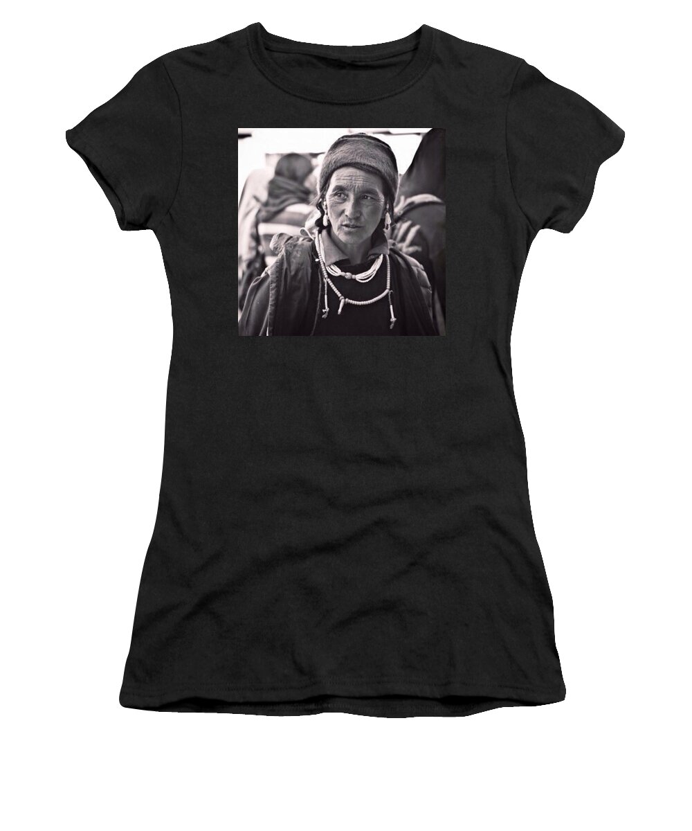 Traditional Women's T-Shirt featuring the photograph Zanskari Woman, An Extremely Remote by Aleck Cartwright