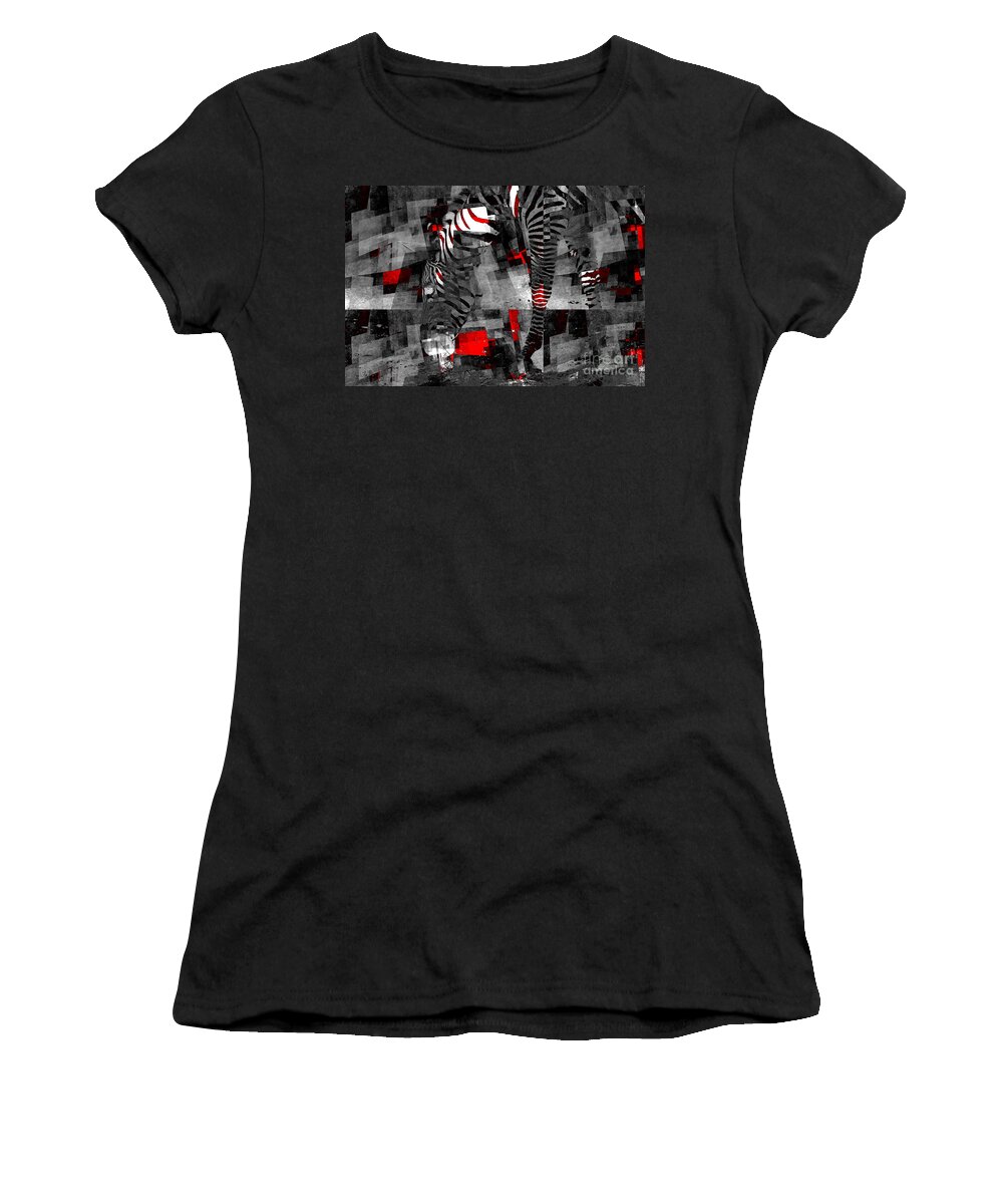 Black Women's T-Shirt featuring the photograph Zebra Art - 56a by Variance Collections
