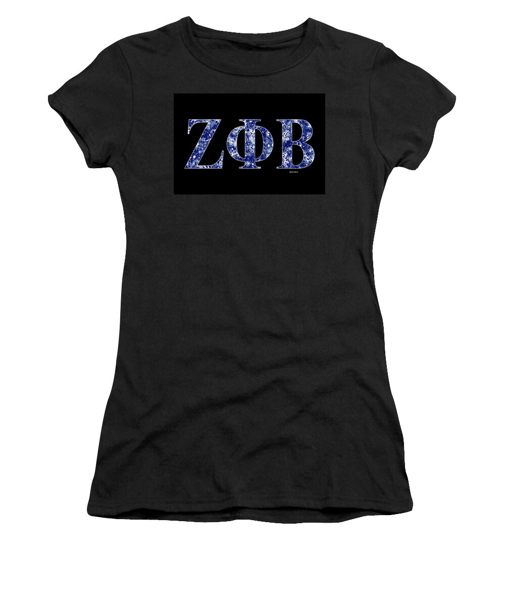 Zeta Phi Beta Women's T-Shirt featuring the digital art Zeta Phi Beta - Black by Stephen Younts