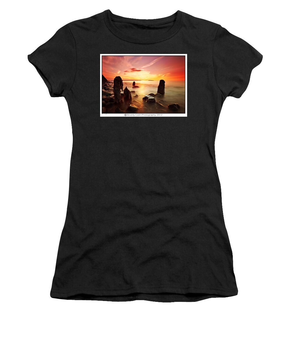 Sunset Women's T-Shirt featuring the photograph Fiery Sunset by B Cash