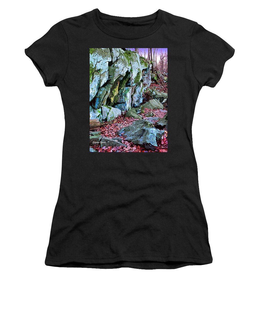 Catoctin Mountain Park Women's T-Shirt featuring the digital art Catoctin Rock #1 by Stephen Younts