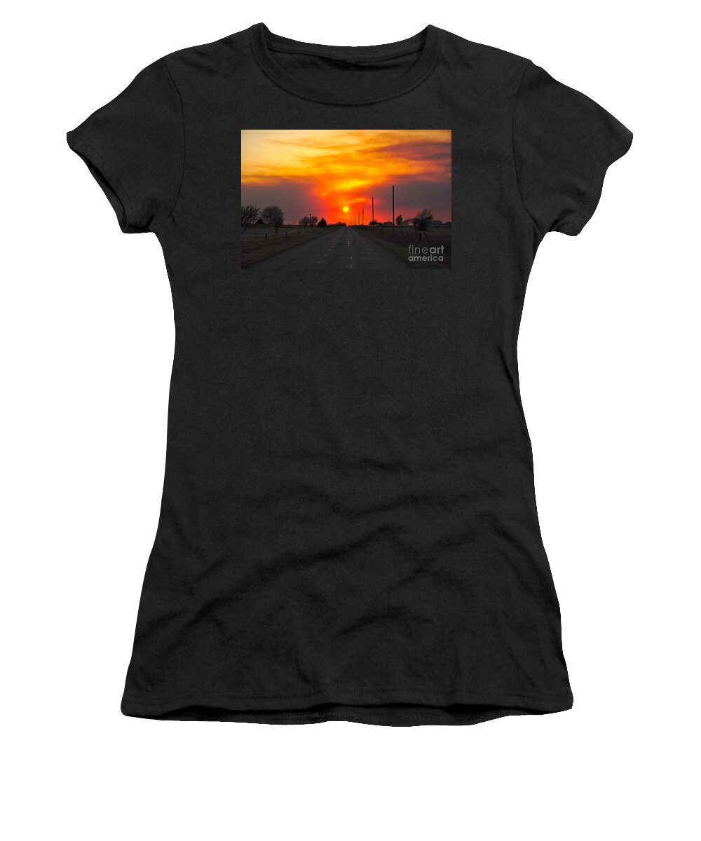 Sunset Women's T-Shirt featuring the photograph Fire In The Sky #1 by Anjanette Douglas