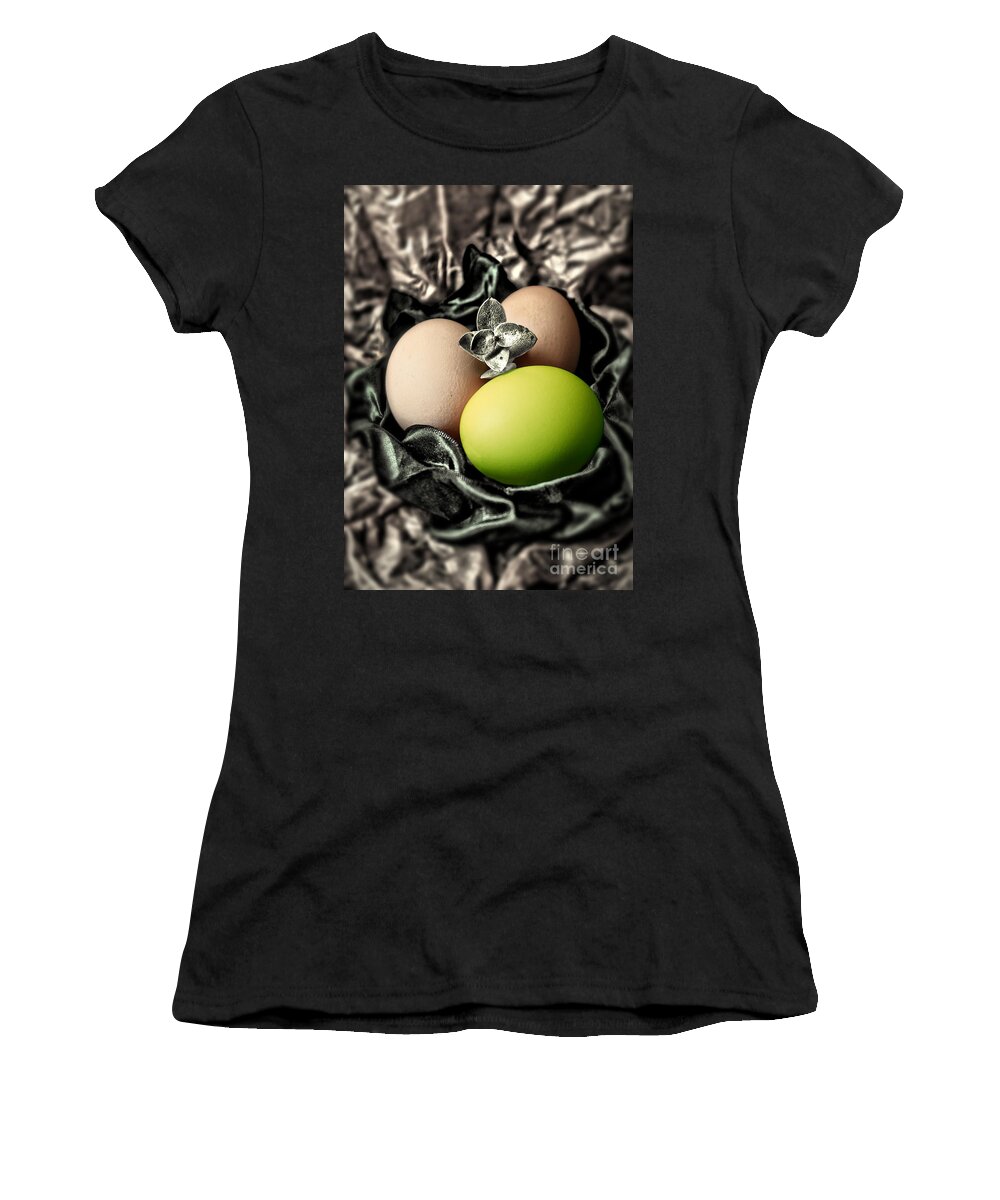 Classy Easter Eggs Women's T-Shirt featuring the photograph Green Classy Easter egg #1 by Danuta Bennett