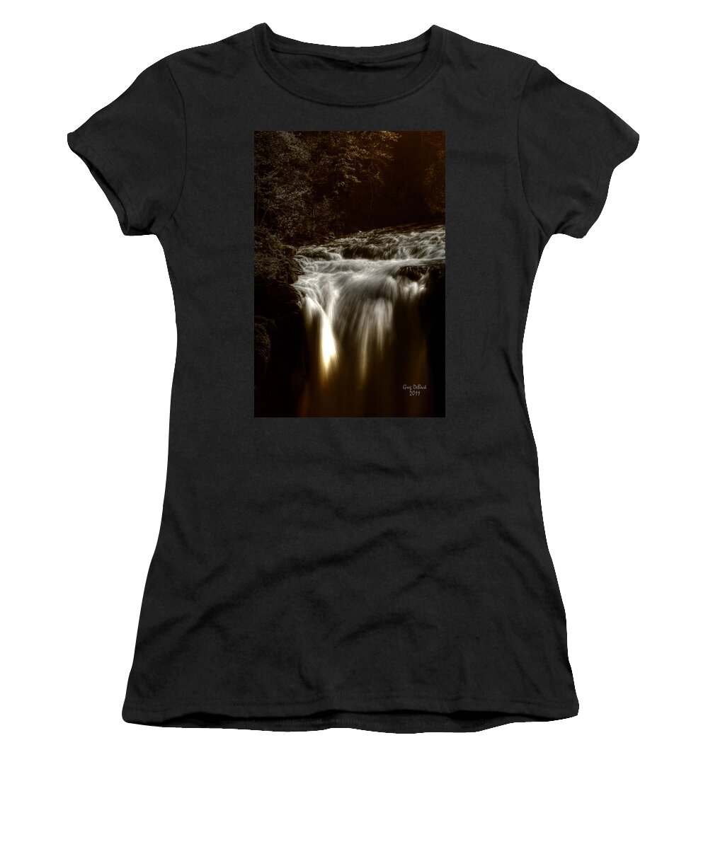 Monochrome Women's T-Shirt featuring the photograph Over The Top #1 by Greg DeBeck
