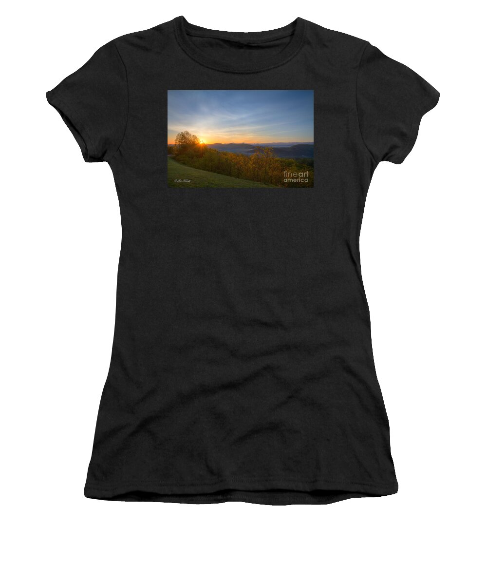 Smoky Mountains Women's T-Shirt featuring the photograph Sun peeks in Smokys #1 by Sue Karski