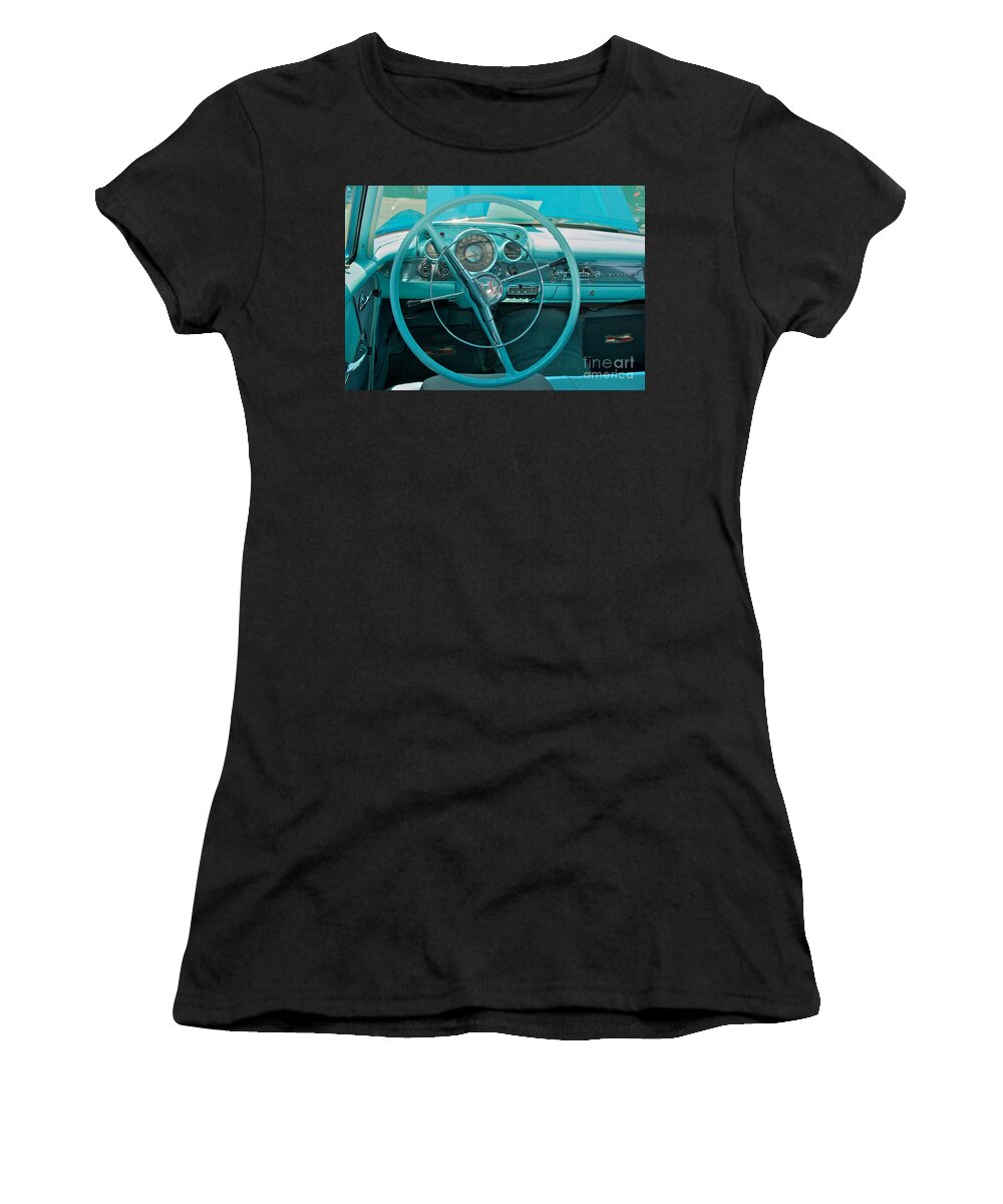 57 Chevy Women's T-Shirt featuring the photograph 57 Chevy Bel Air Interior 2 by Mark Dodd