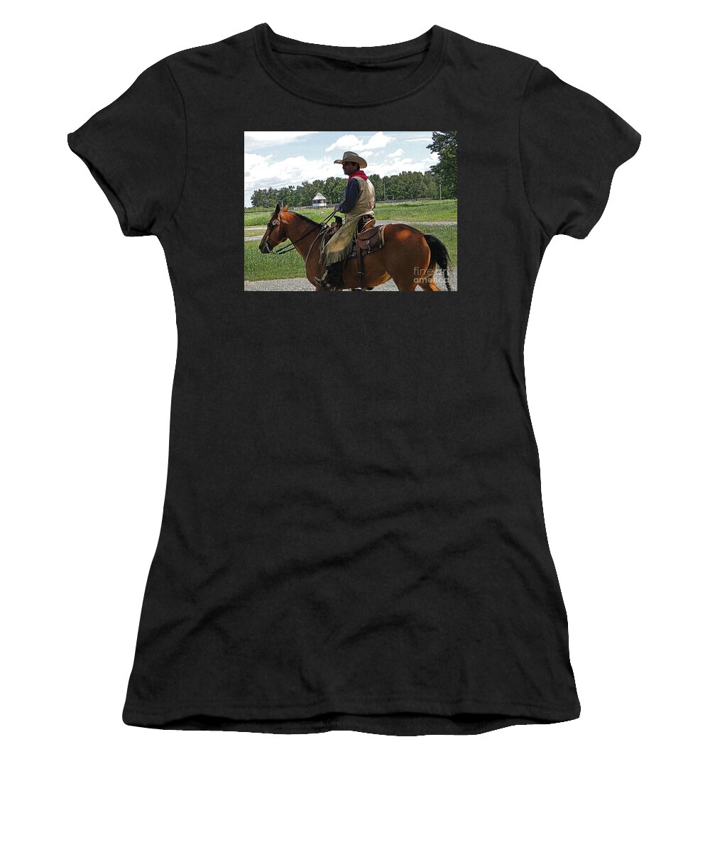 Al Bourassa Women's T-Shirt featuring the photograph A Real Cowboy II by Al Bourassa