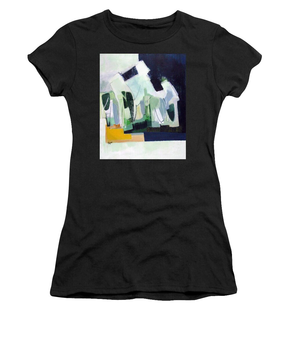 Abstract Women's T-Shirt featuring the painting Abstract Island Night and Day by Betty Pieper