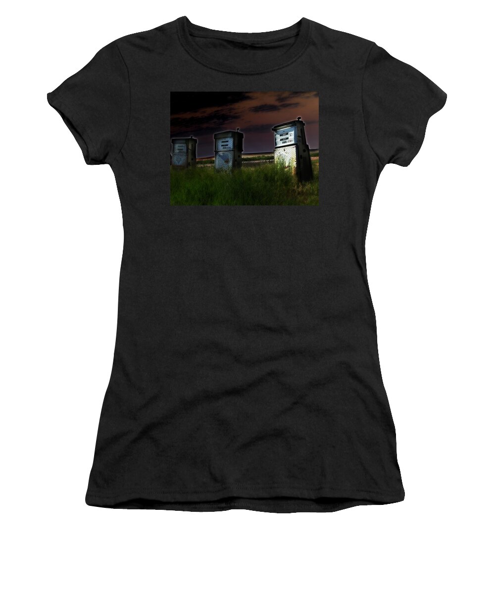 Gas Pumps Women's T-Shirt featuring the photograph At The Pumps by Adam Vance