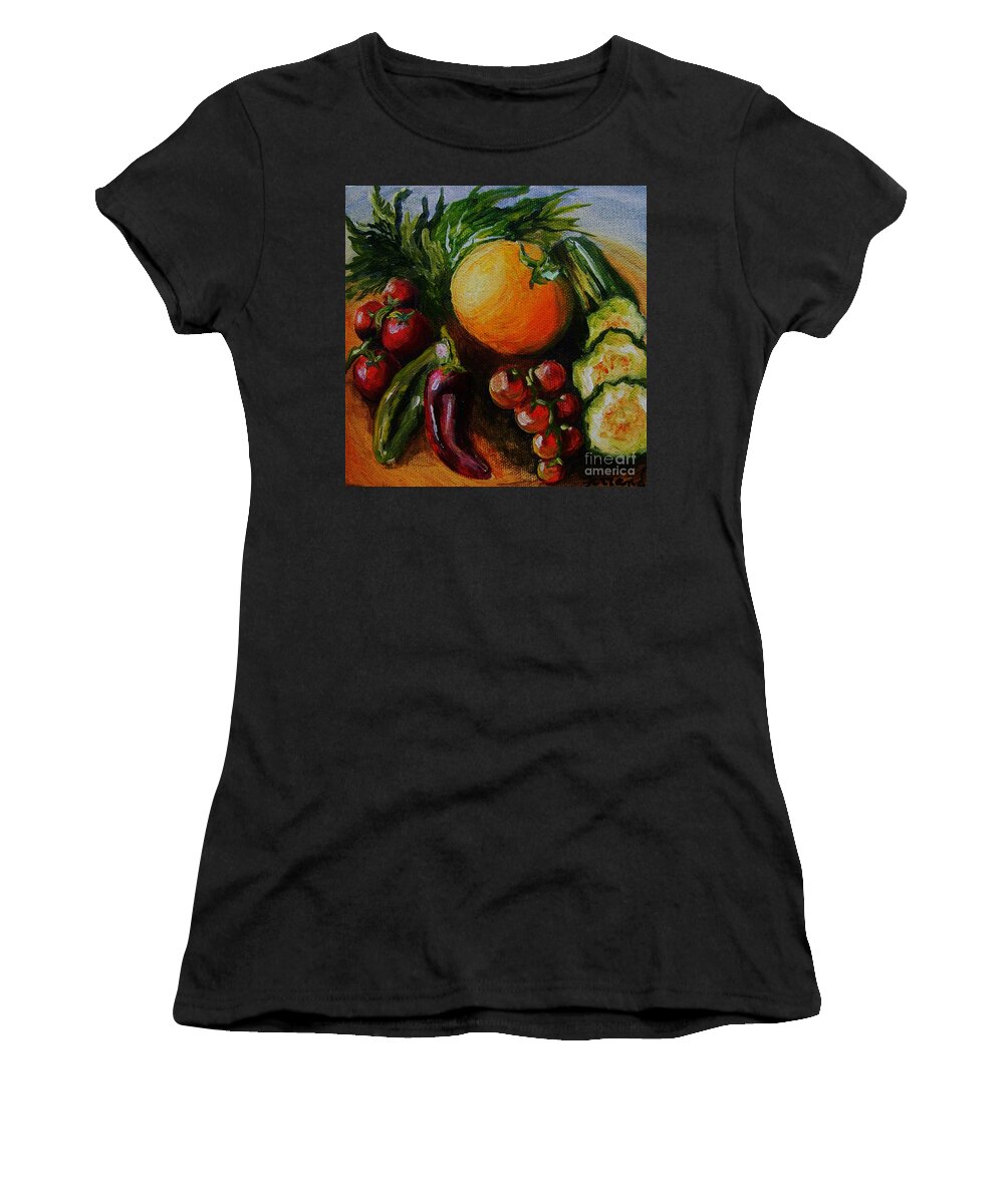 Still Life. Food Women's T-Shirt featuring the painting Beauty of Good Eats by Karen Ferrand Carroll
