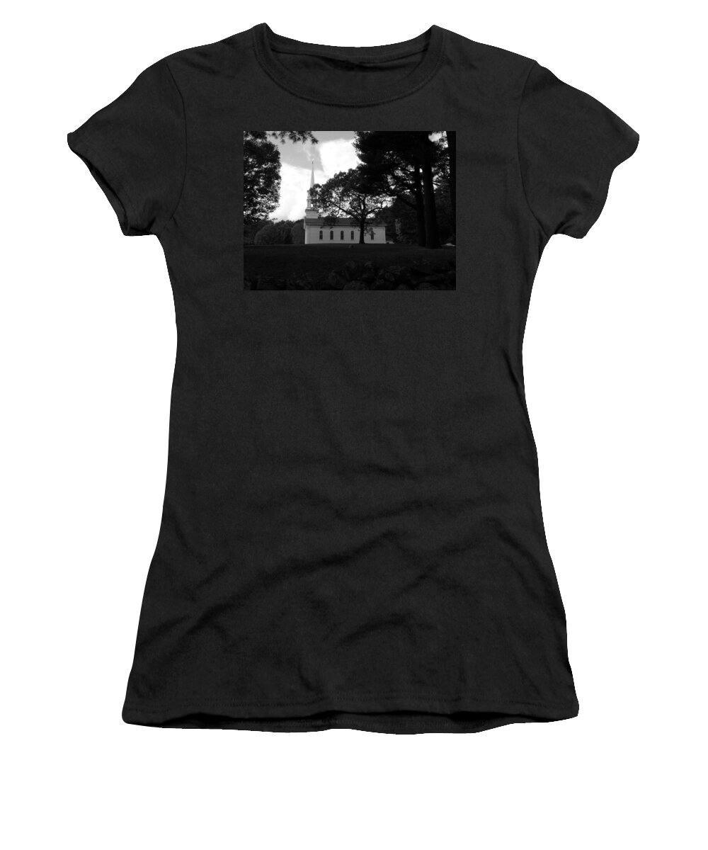Martha Women's T-Shirt featuring the photograph Black and White MM Chapel by Kim Galluzzo Wozniak