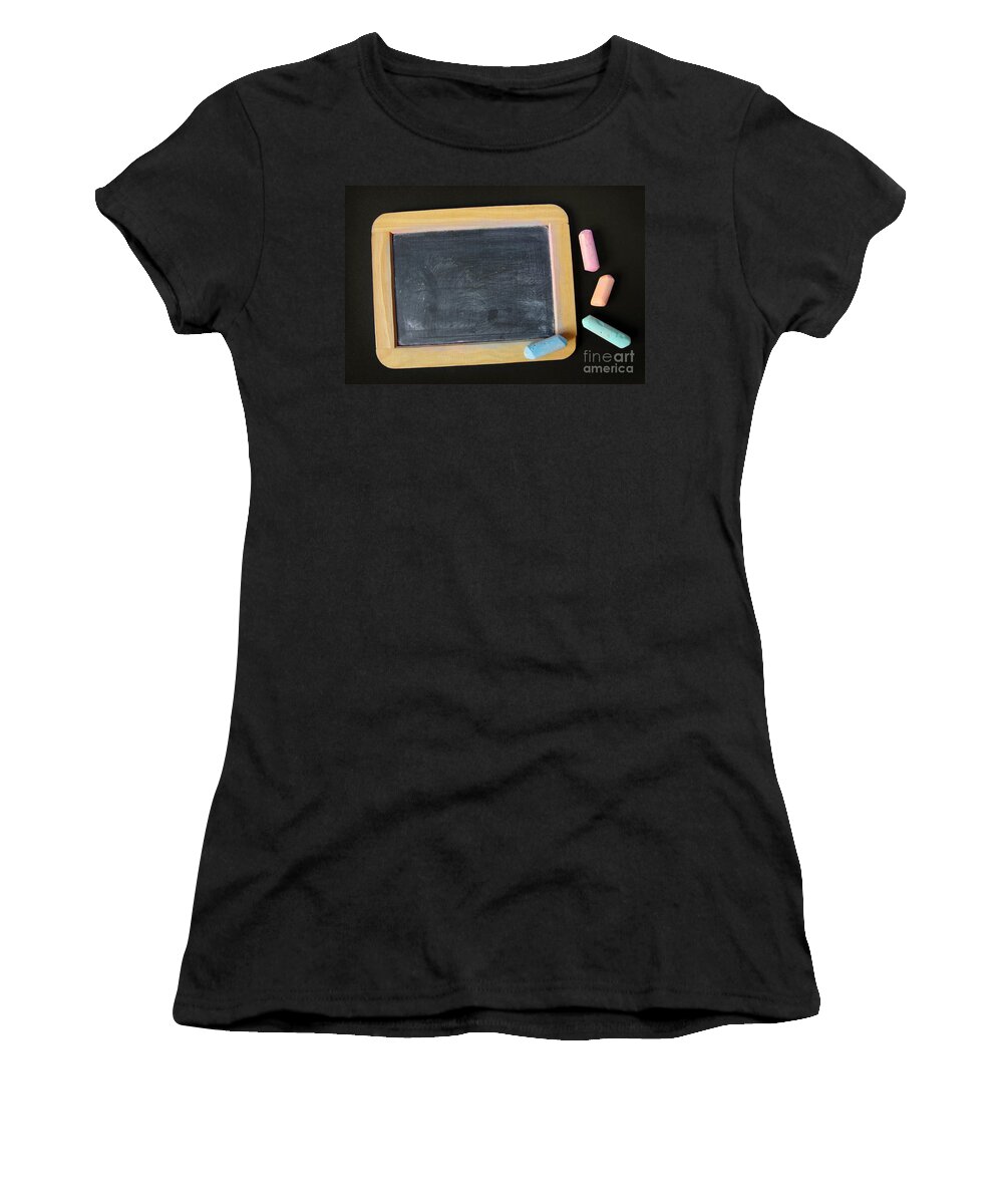 Abc Women's T-Shirt featuring the photograph Blackboard chalk by Carlos Caetano