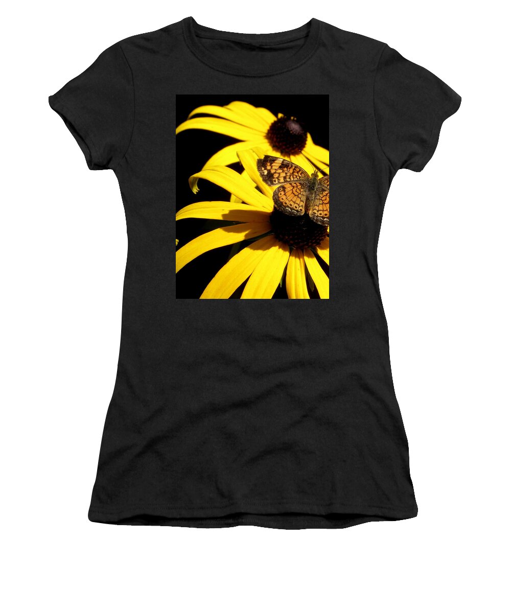 Butterfly Women's T-Shirt featuring the photograph Butterfly on a flower by Kim Galluzzo
