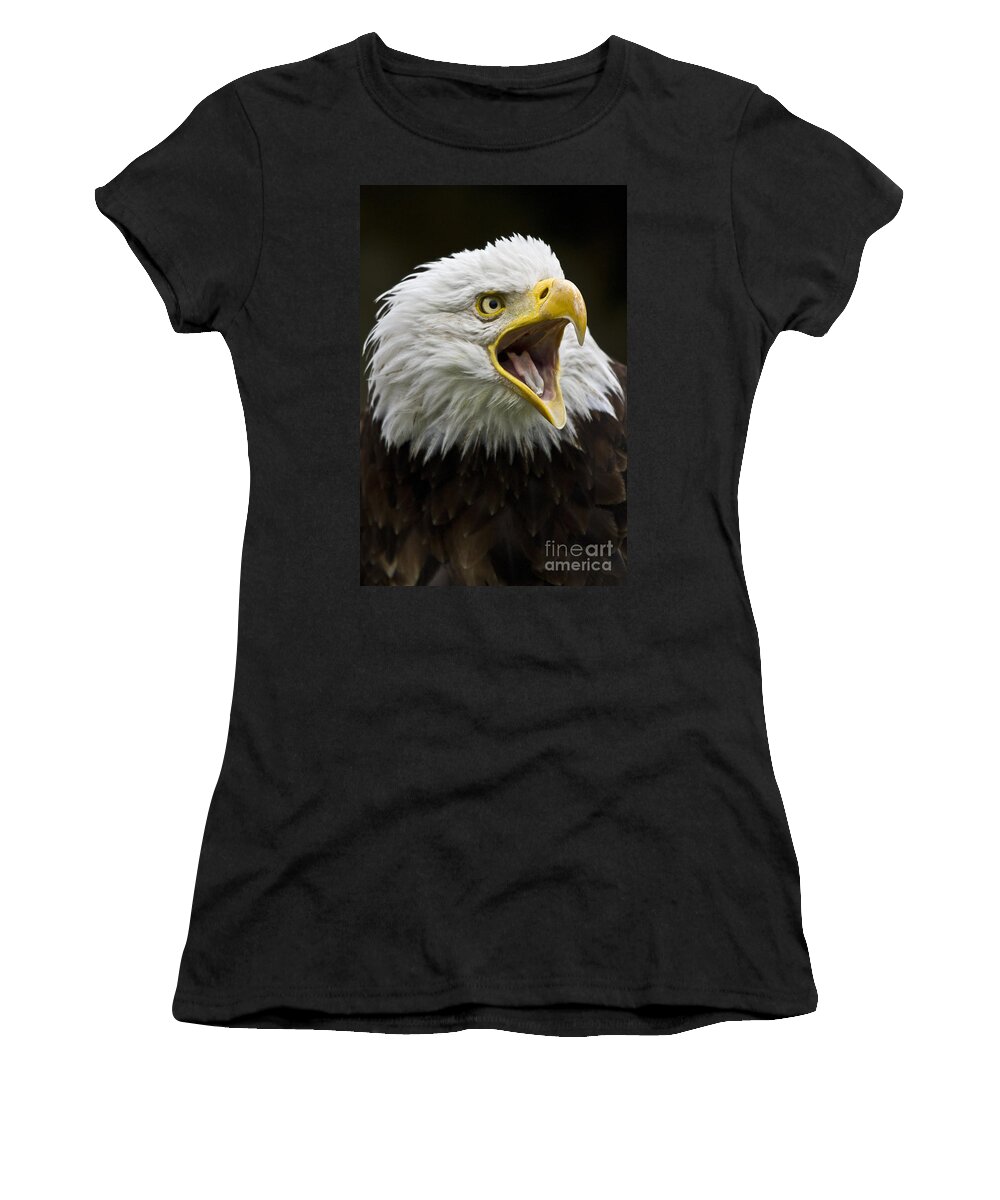 Eagle Women's T-Shirt featuring the photograph Calling Bald Eagle - 4 by Heiko Koehrer-Wagner