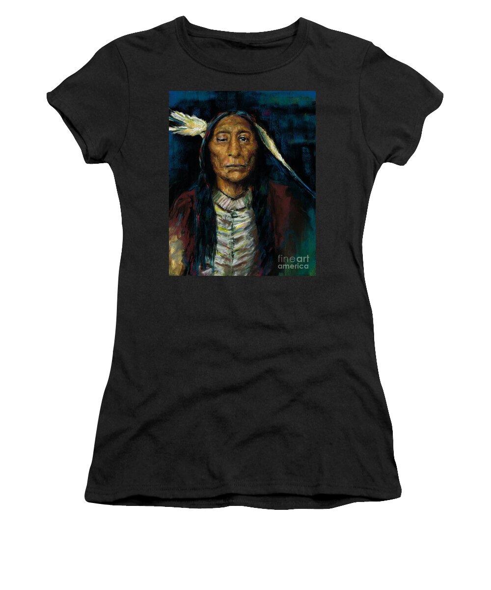 Native American Women's T-Shirt featuring the painting Chief Blackfeet by Frances Marino