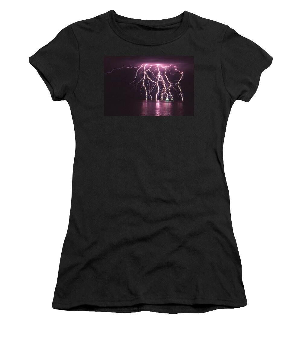 Lightning Women's T-Shirt featuring the photograph Dancing on Water by Robert Caddy