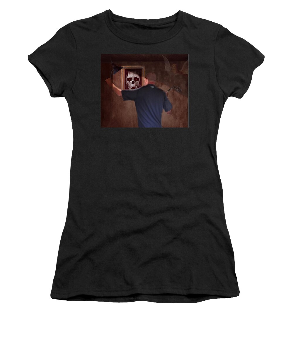 Mirror Women's T-Shirt featuring the mixed media Deep Into The Mirror by David Dehner