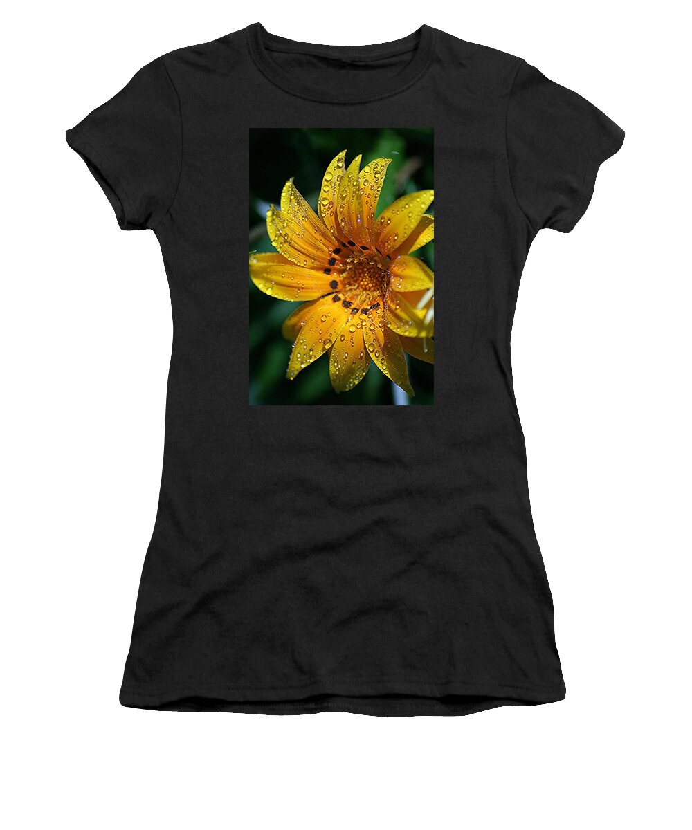 Dew Women's T-Shirt featuring the photograph Dew-Dipped Wildflower by Louise Mingua
