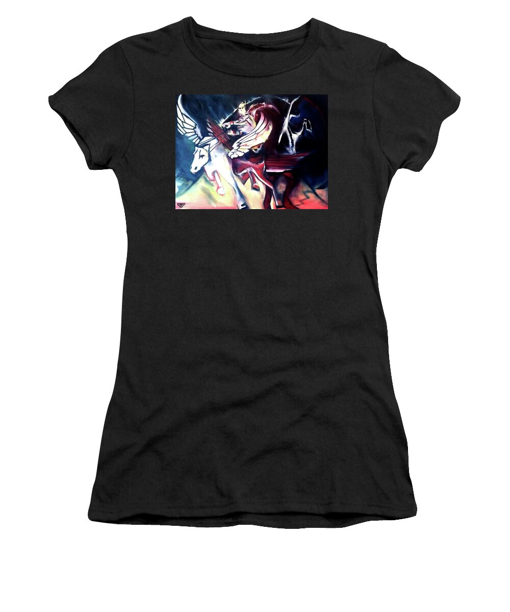 Chariot Women's T-Shirt featuring the painting Divine Madness by John Gholson