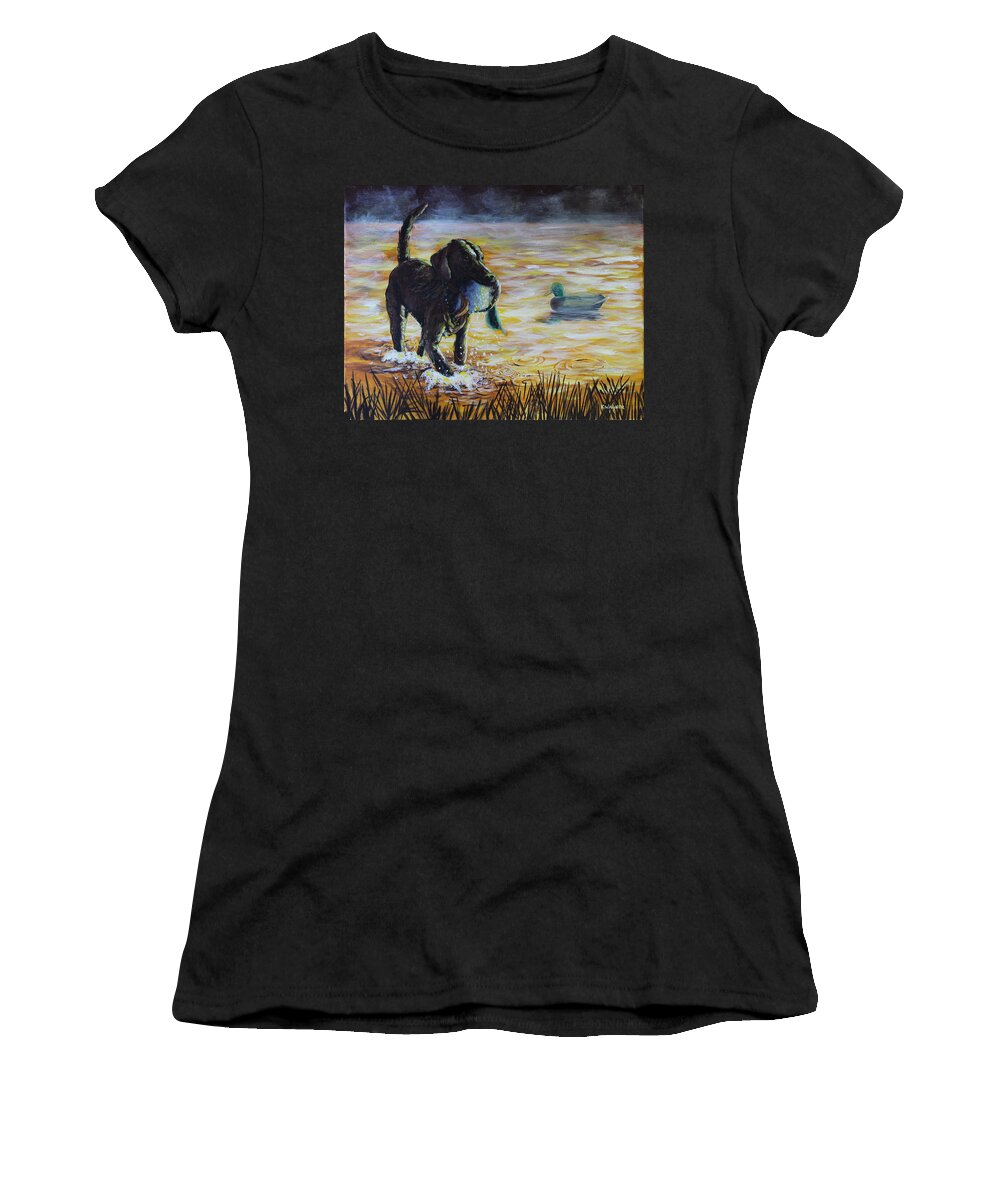 Sunrise Women's T-Shirt featuring the painting Early Morning's Light by Karl Wagner