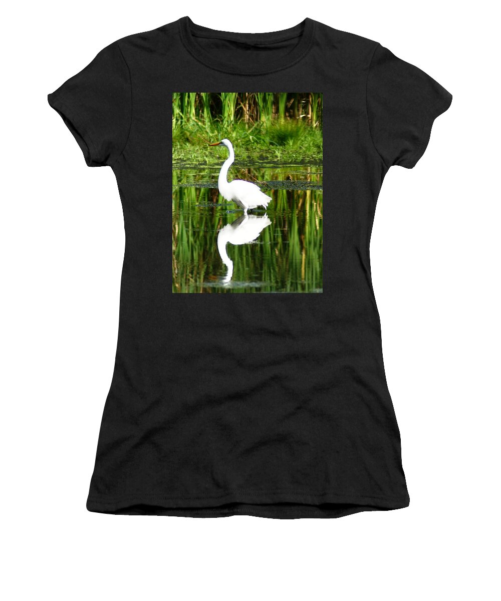 Egret Women's T-Shirt featuring the photograph Egret 5 by Joe Faherty
