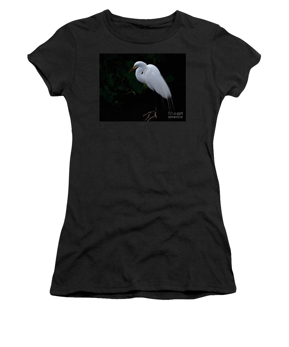 Egret Women's T-Shirt featuring the photograph Egret on a Branch by Art Whitton