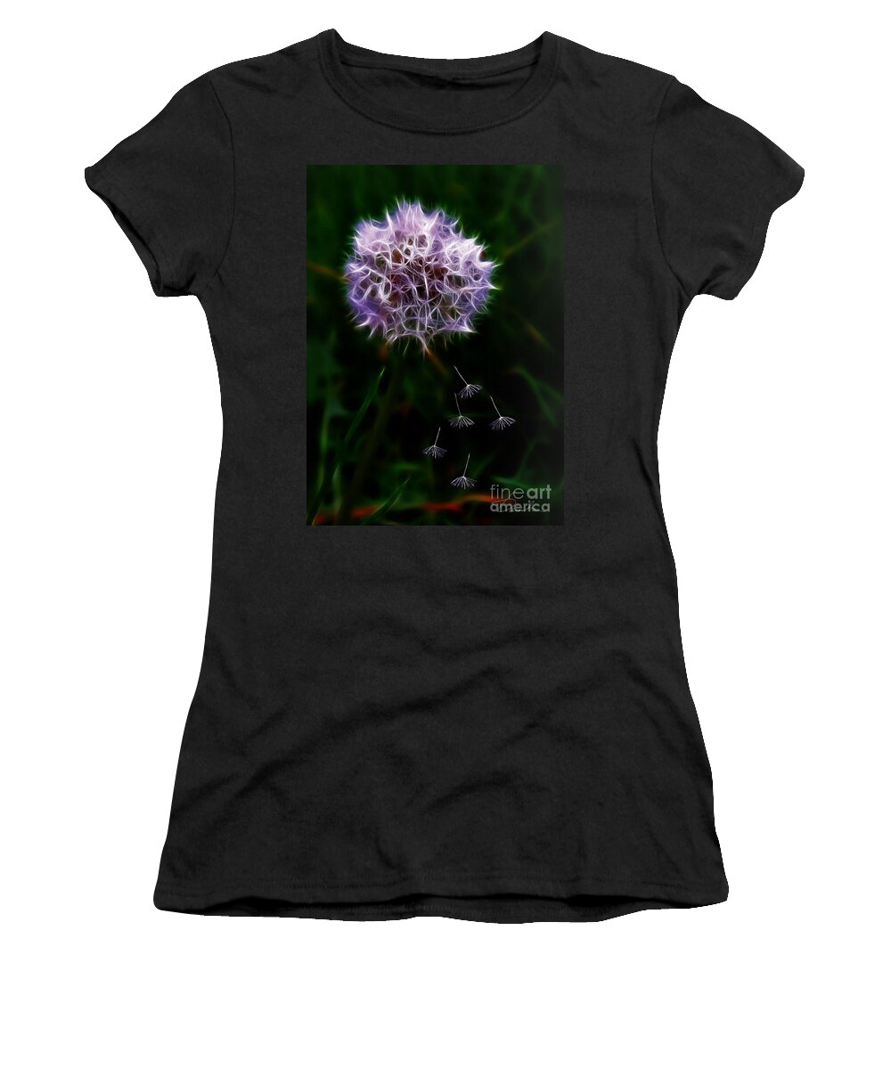 Dandelion Canvas Prints Women's T-Shirt featuring the photograph Escape from wholeness by Danuta Bennett