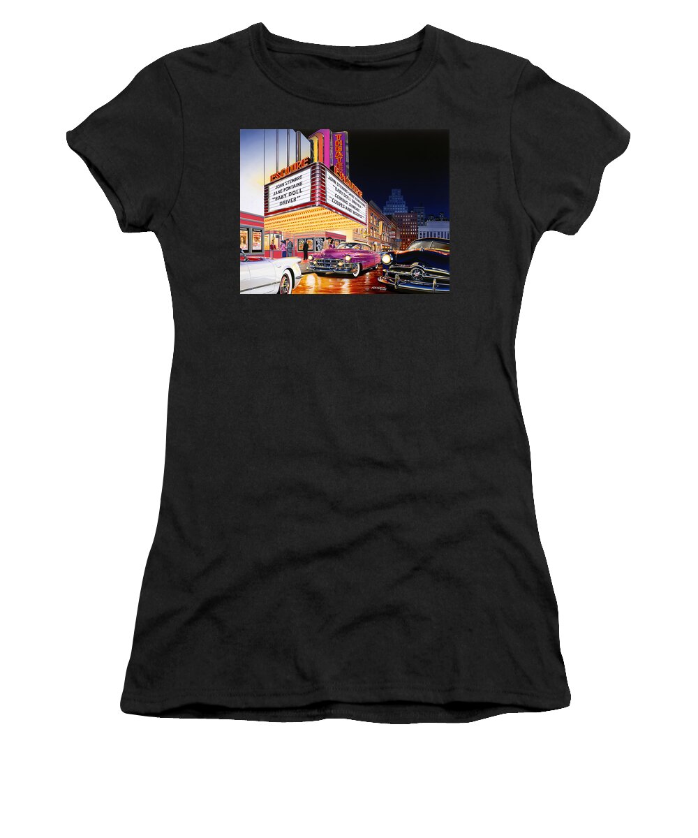 Car Women's T-Shirt featuring the photograph Esquire Theater by MGL Meiklejohn Graphics Licensing