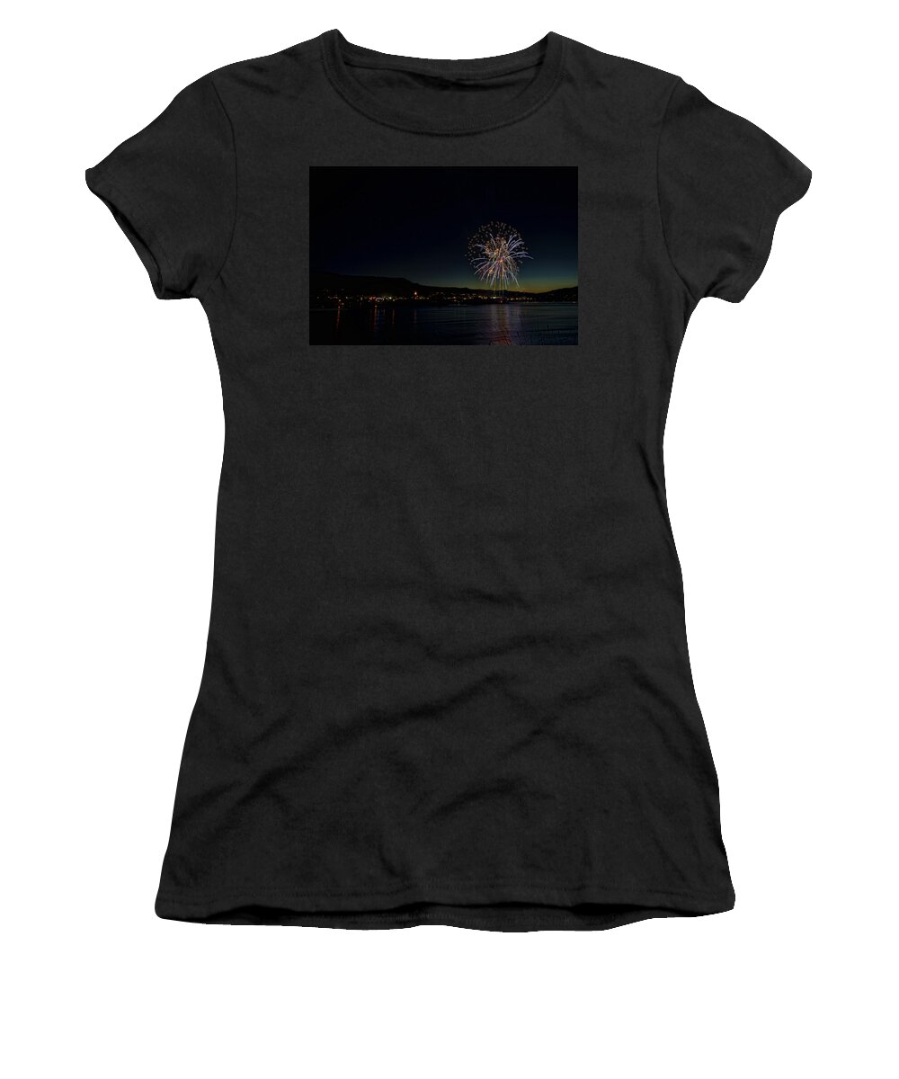 Hdr Women's T-Shirt featuring the photograph Fireworks on the River by Brad Granger