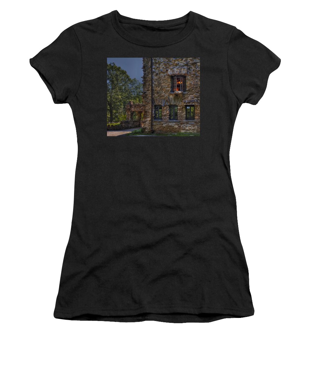 Gillete Castle Women's T-Shirt featuring the photograph Gillette Castle exterior HDR by Susan Candelario