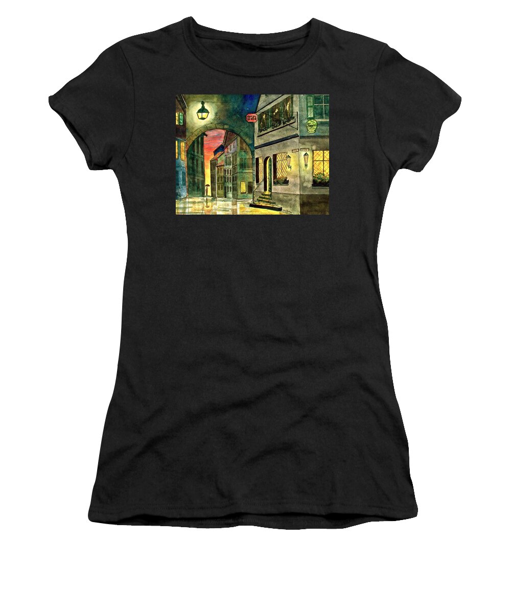Tavern Women's T-Shirt featuring the painting Goodnight Old Friends by Frank SantAgata